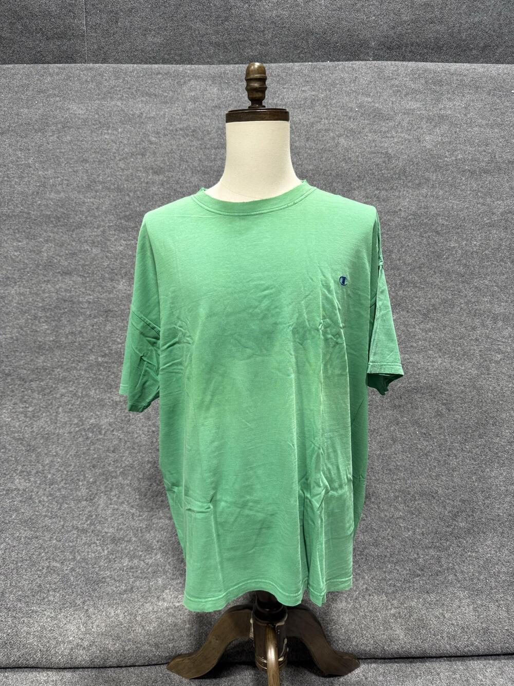 Vintage Champion Shirt Mens 2XL Green Solid Crewneck T-Shirt Tee USA Made Top - Picture 1 of 10